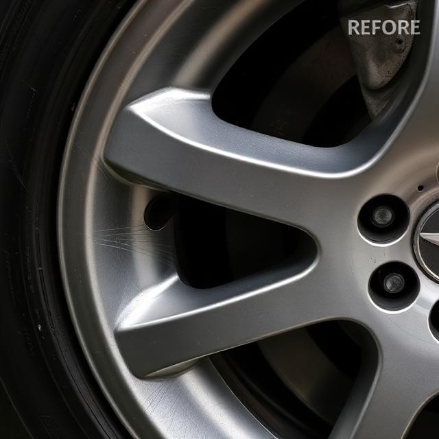 Mercedes rim with curb damage before repair