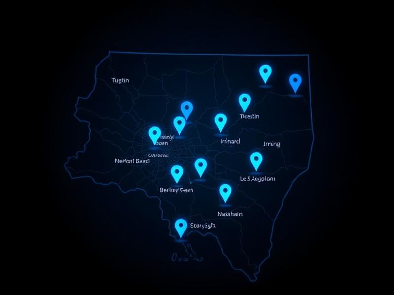 Mobile wheel repair service area map covering Orange County California